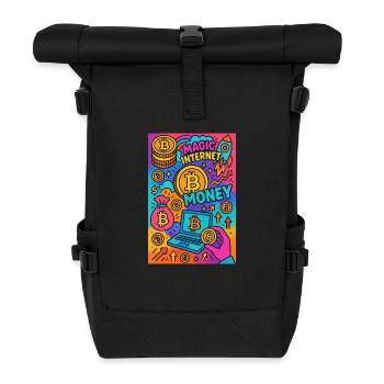 20250519 1246 Bitcoin Magic Collage simple comp - Rolltop Rucksack - Schwarz - Vorne