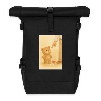 Bär und Kuchen - Rolltop Rucksack - Schwarz - Vorne