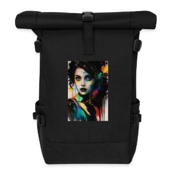 Portrait regard femme omikly cou éclaboussure art - Sac à dos roll top - noir - Devant