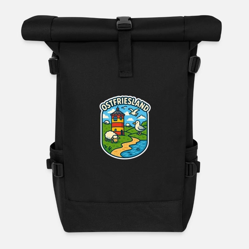 Ostfriesland - Rolltop Rucksack - Schwarz