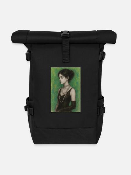 Frau Halskette Perlen Grün Elegant Omikly Pop Art - Rolltop Rucksack - Schwarz