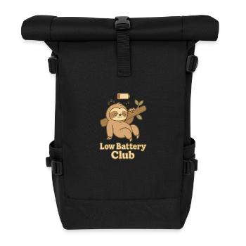 Low Battery Club – Sloth Edition - Rolltop Rucksack - Schwarz - Vorne
