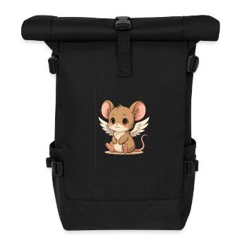 Souris ange, douce et rêveuse - Sac à dos roll top - noir - Devant