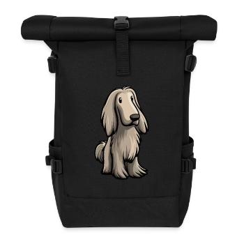 Chien de chasse afghan mignon - Sac à dos roll top - noir - Devant