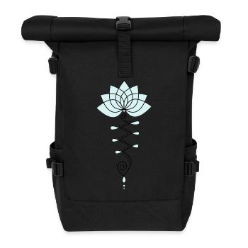 Lotus Blume Lotusblüte Buddhismus Symbol Yoga OM - Rolltop Rucksack - Schwarz - Vorne