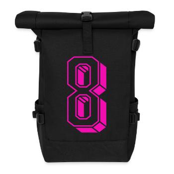 Zahl acht - Nummer 8 pink Mädchen Trikotnummer - Rolltop Rucksack - Schwarz - Vorne