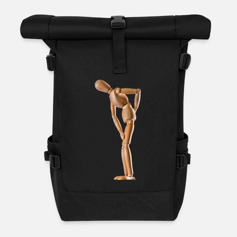 Rückenschmerzen - Rolltop Rucksack - Schwarz