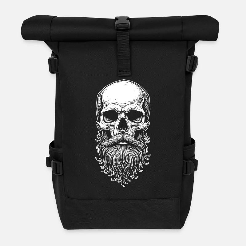 Skull mit Bart - Rolltop Rucksack - Schwarz