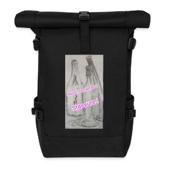 Humor, leere Alkoholflasche, Geschenkidee - Rolltop Rucksack - Schwarz - Vorne