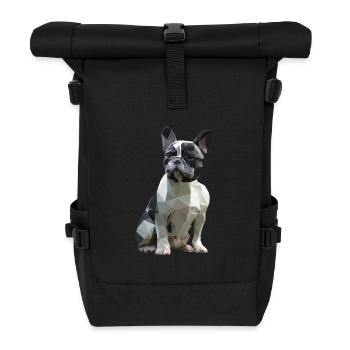 French Bulldog Low Poly Design - Roll Top Backpack - black - Front
