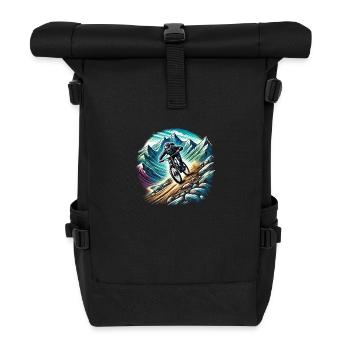 Mountain bikers in the mountains - Roll Top Backpack - black - Front