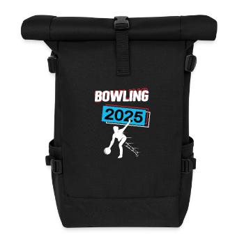 Bowling 2025 Bowler Bowlingspieler Spiel Bowlen - Rolltop Rucksack - Schwarz - Vorne