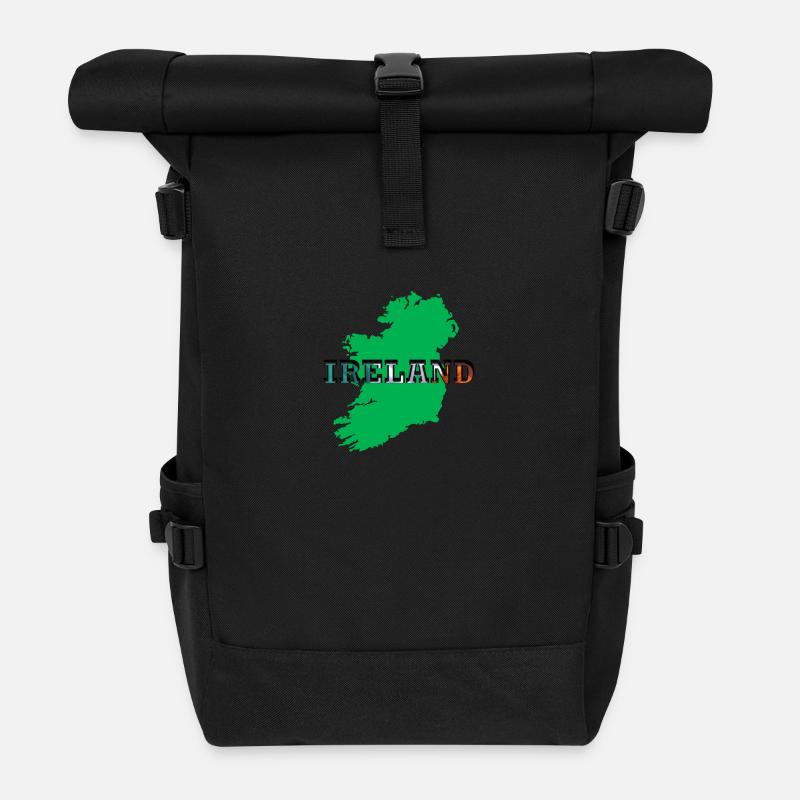 IRELAND ON MAP - Roll Top Backpack - black