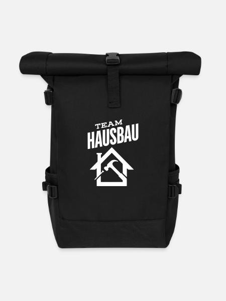 Team Hausbau - Rolltop Rucksack - Schwarz