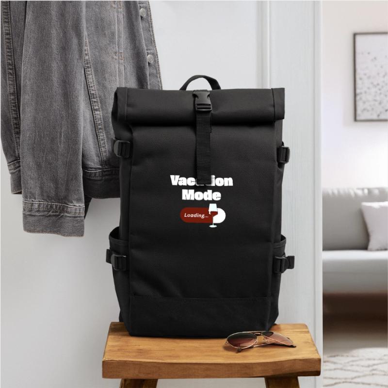 Vacation Mode On – Wine with Loading Bar (light) Roll Top Backpack