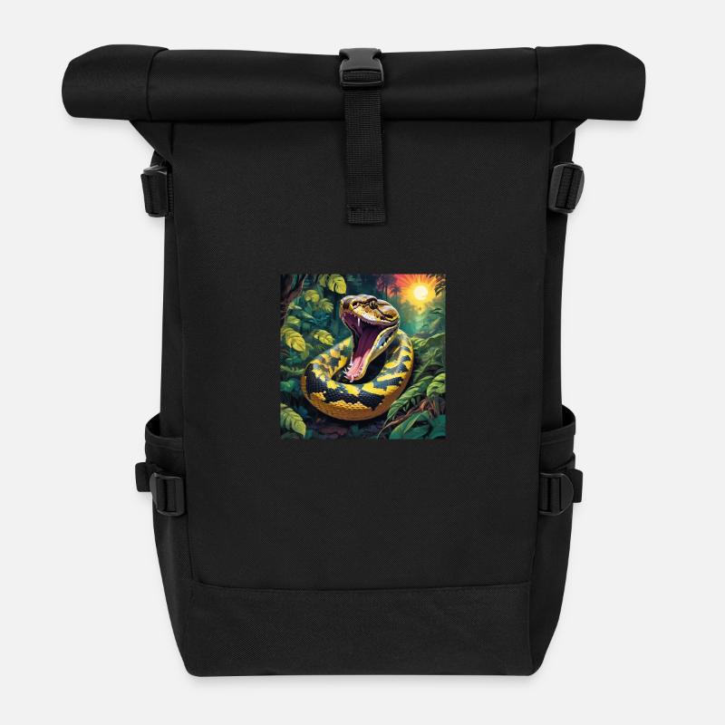 Python Schlange - Rolltop Rucksack - Schwarz