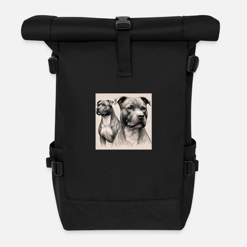 Pitbull Porträt - Rolltop Rucksack - Schwarz