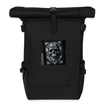 T-shirt mit Totenkopf - Rolltop Rucksack - Schwarz - Vorne