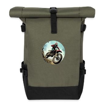Motocross : aventure et adrénaline au plus haut niveau - Sac à dos roll top - olive/noir - Devant