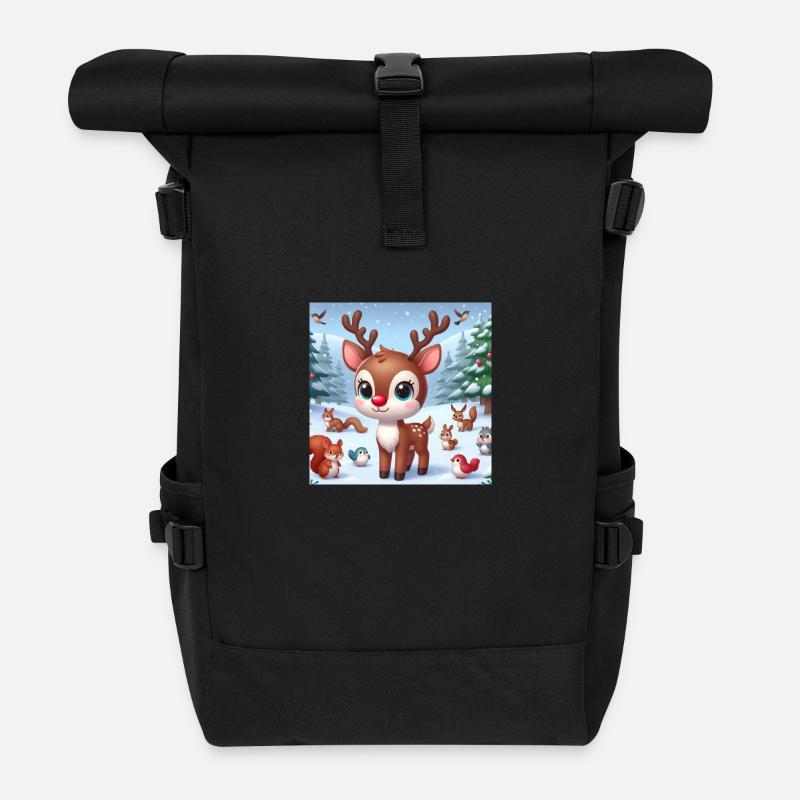Renntier - Rolltop Rucksack - Schwarz