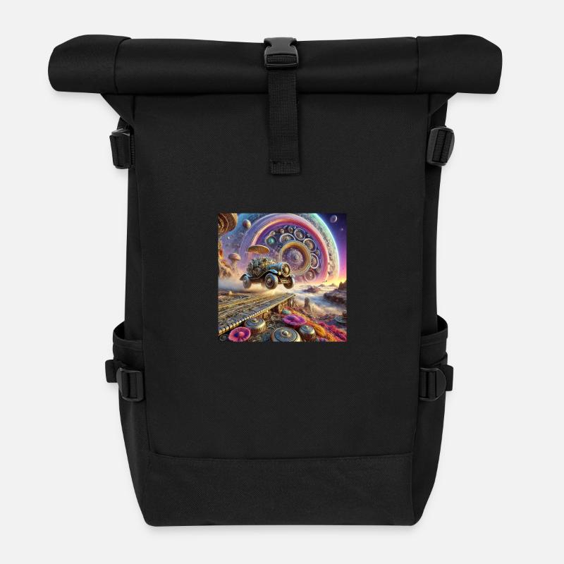 Weltall - Rolltop Rucksack - Schwarz