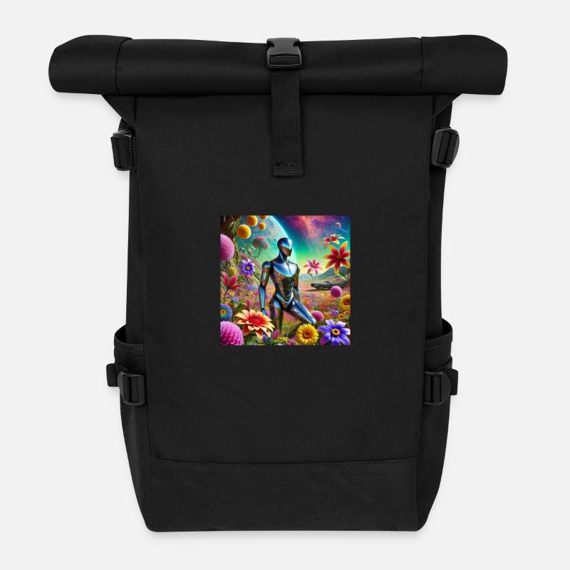 Roboter - Rolltop Rucksack - Schwarz