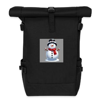 Cheerful snowman - Roll Top Backpack - black - Front