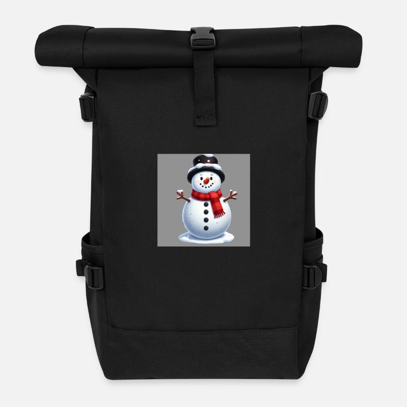 Bonhomme de neige joyeux - Sac à dos roll top - noir