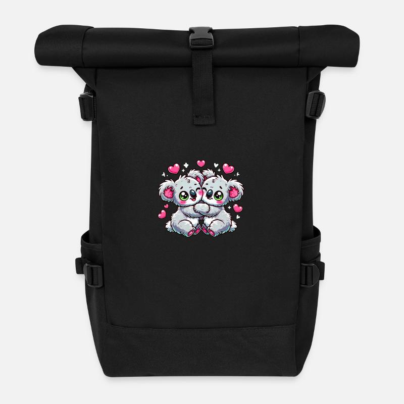 Verliebte Koalas - Rolltop Rucksack - Schwarz