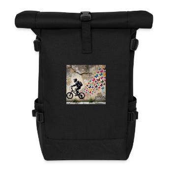 Kein Banksy - Freiheit auf zwei Rädern - Rolltop Rucksack - Schwarz - Vorne