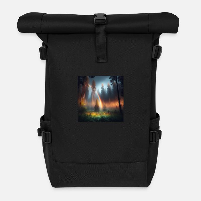 Regenbogen Wald - Rolltop Rucksack - Schwarz