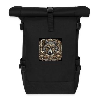 Mecha Wolf Steampunk Guardian - Roll Top Backpack - black - Front