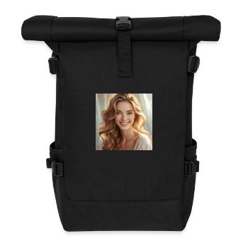 Beautiful Girl with Shiny hair - Roll Top Backpack - black - Front