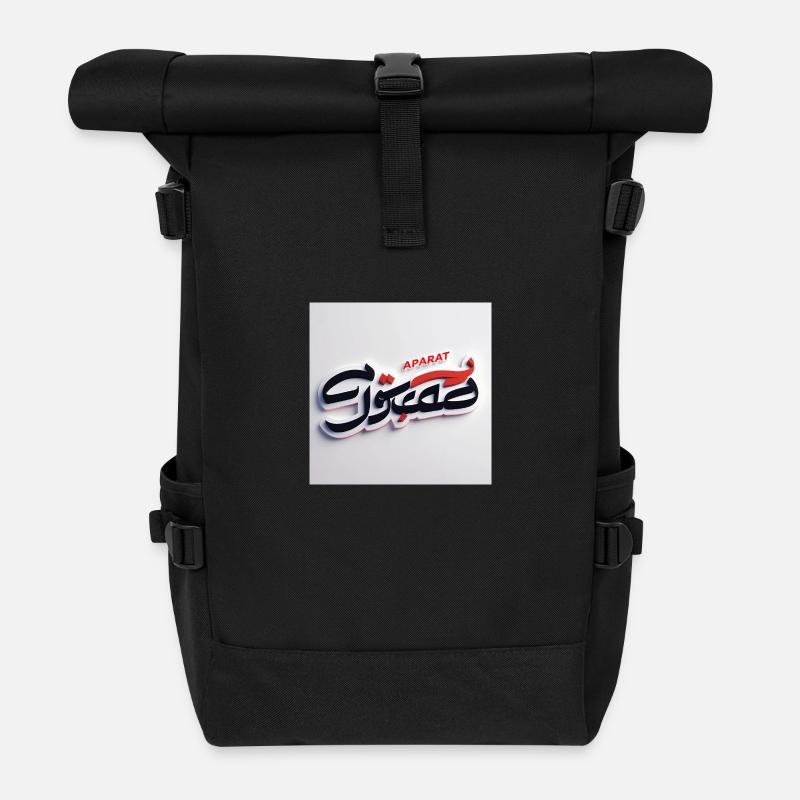 Stilisiertes satirisches Logo für "Faraz Gostar" mit Pe - Rolltop Rucksack - Schwarz