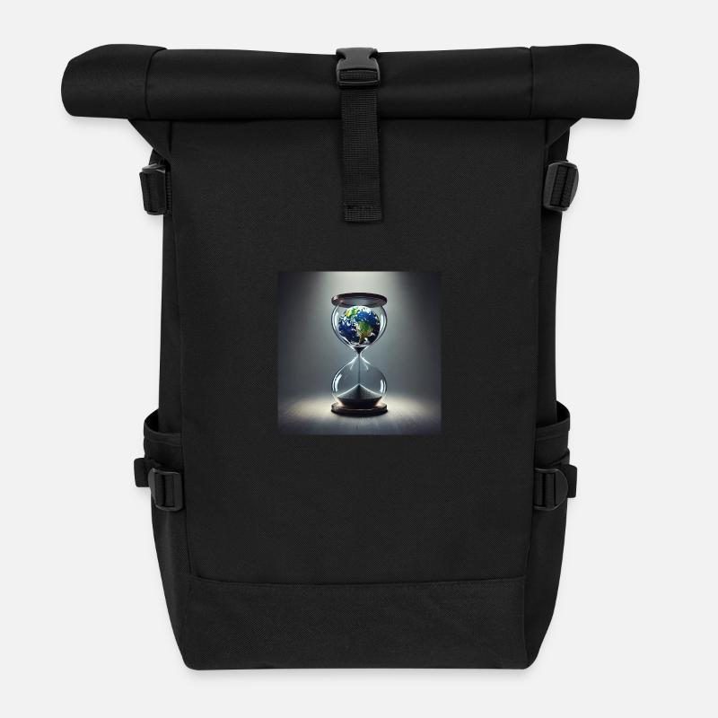 Die Zeit läuft! (D) - Rolltop Rucksack - Schwarz