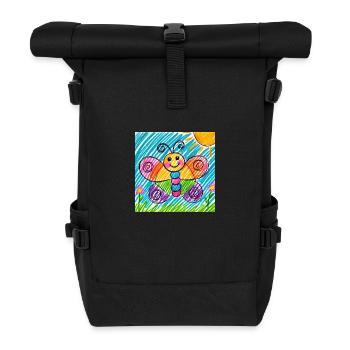 Schmetterling - Rolltop Rucksack - Schwarz - Vorne