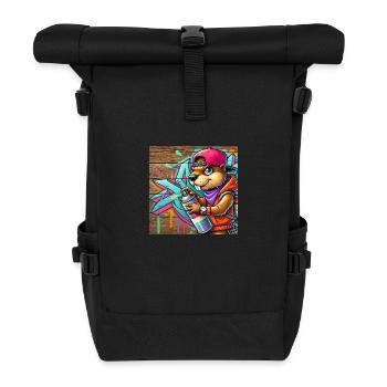 Graffiti painting beaver - Roll Top Backpack - black - Front