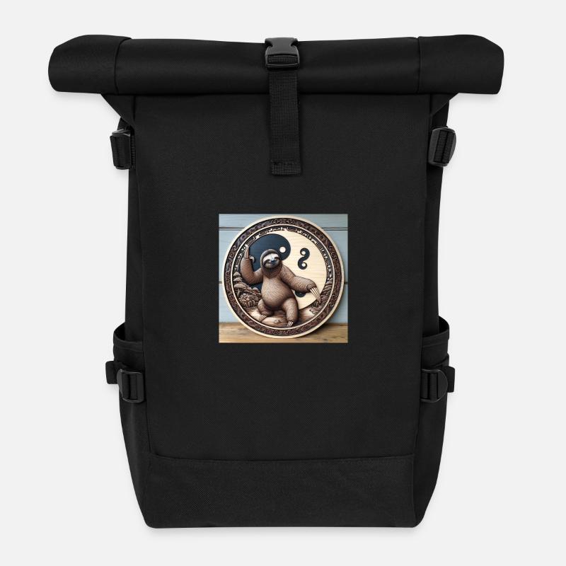 QiGong Faultier - Rolltop Rucksack - Schwarz