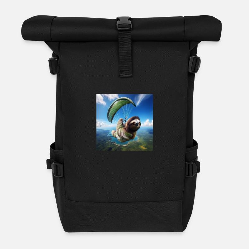 Faultier Wanderer Paragliding - Rolltop Rucksack - Schwarz