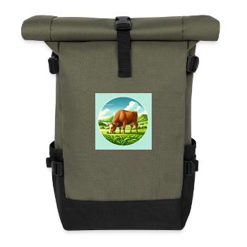 Kuh Texts - Rolltop Rucksack - Olive/Schwarz - Vorne