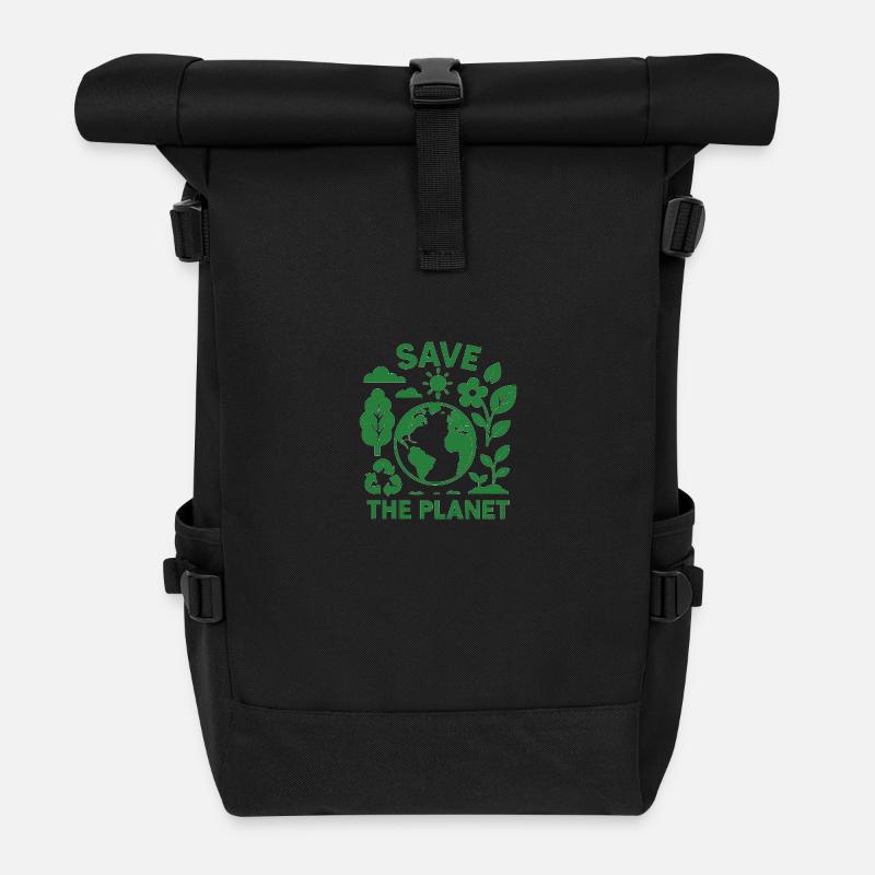Save the Planet - Rolltop Rucksack - Schwarz