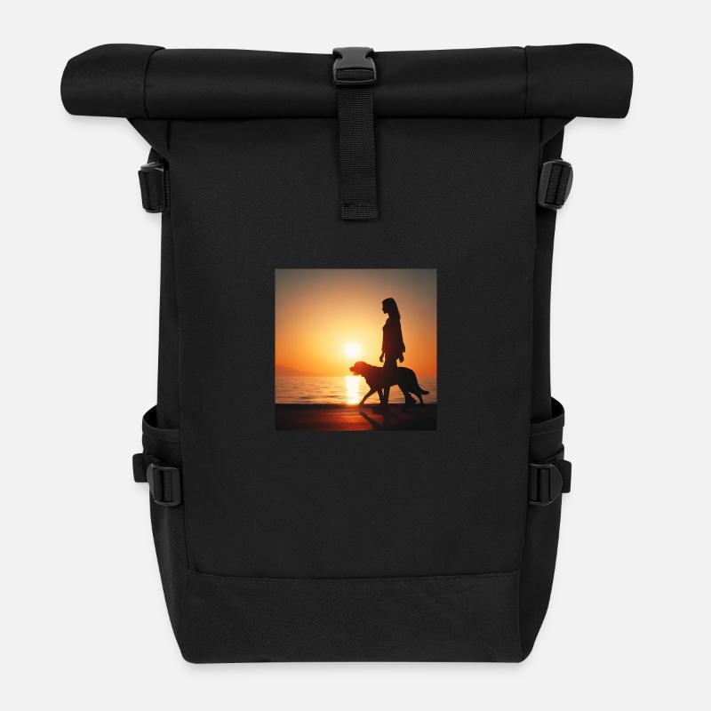 Schwarzer Labrador - Rolltop Rucksack - Schwarz