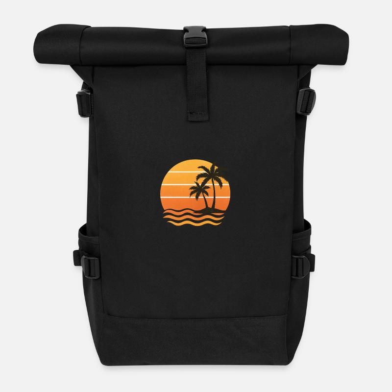 Vintage Tropic Vibes - Rolltop Rucksack - Schwarz
