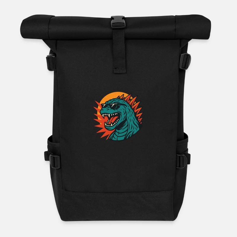 Chillzilla – Retro Monster Vibes - Rolltop Rucksack - Schwarz