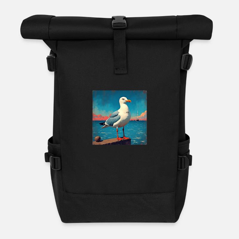 Moin, schönen Tag - Rolltop Rucksack - Schwarz