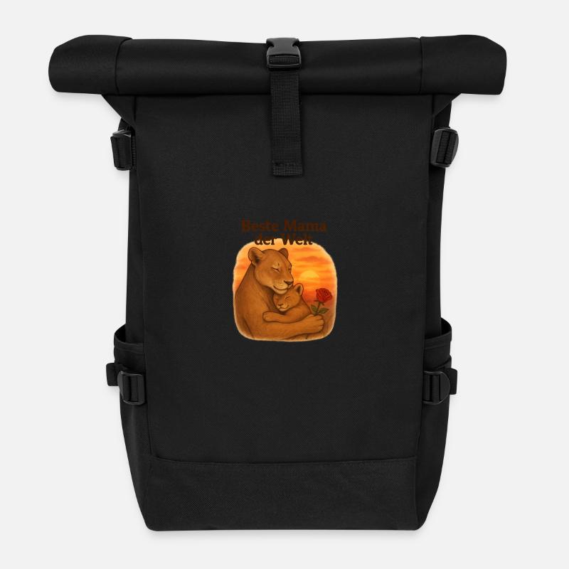 Muttertag Geschenke Löwen Mama - Rolltop Rucksack - Schwarz