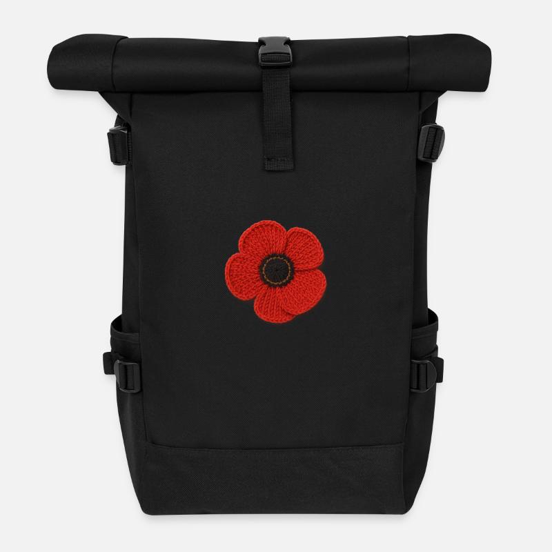 Blumen - Rolltop Rucksack - Schwarz