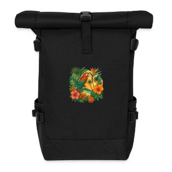Tropische Collage - Rolltop Rucksack - Schwarz - Vorne