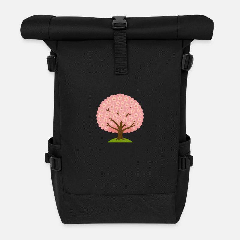 Fleur de cerisier - Sac à dos roll top - noir