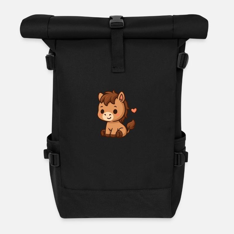 Kleines Pony – verspielt & liebenswert - Rolltop Rucksack - Schwarz
